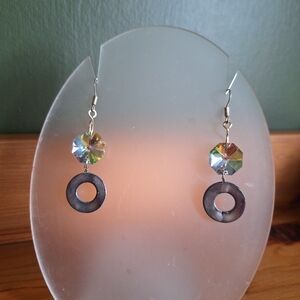 Elegant Silver and Black Dangle Earrings